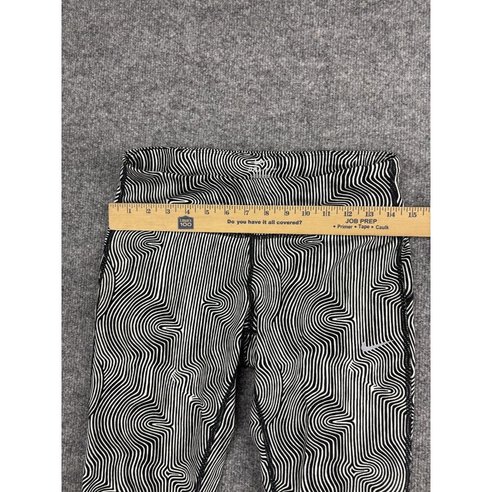 Nike Leggings Womens Medium Black White Mid Rise Dry FIT‎ Fitted Yoga Running - Picture 3 of 7